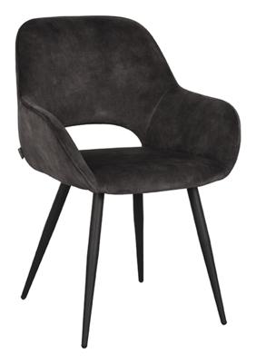 LABEL51 Eetkamerstoel Fer - Antraciet - Velours - Black Frame