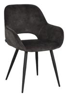 LABEL51 Eetkamerstoel Fer - Antraciet - Velours - Black Frame - thumbnail