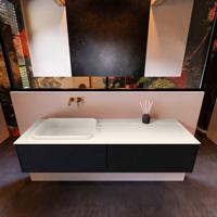 Badkamermeubelset Mondiaz Erin 150 cm met 2 Lades met RIDGE Wastafel Links Linen Zonder Kraangaten Greeploos Mat Urban - thumbnail