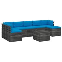 vidaXL 8-delige Loungeset met kussens pallet massief grenenhout - thumbnail
