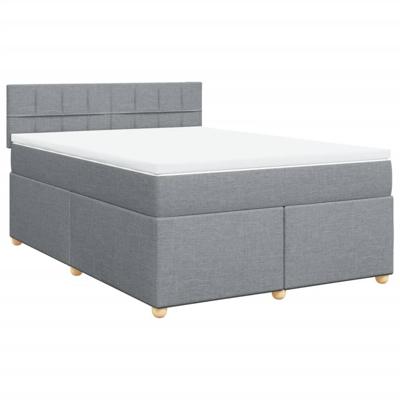 Boxspring met matras stof lichtgrijs 140x200 cm