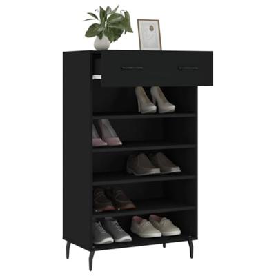 Schoenenkast 60x35x105 cm bewerkt hout zwart