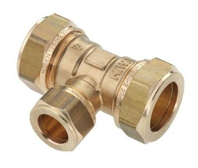 Bonfix knelkoppeling - T-stuk verlopend - 15mm x 22mm x 15mm - Messing