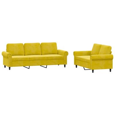 2-delige Loungeset met kussens fluweel geel - thumbnail