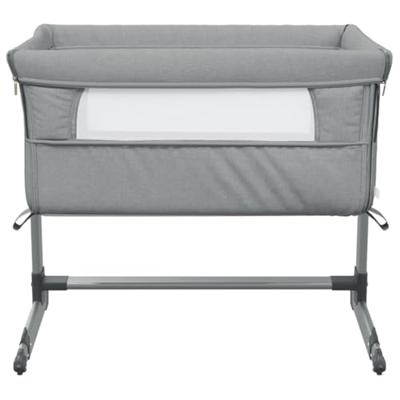 Babybed met matras linnen lichtgrijs - thumbnail