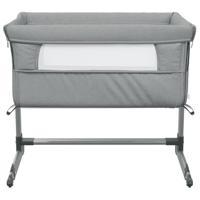 Babybed met matras linnen lichtgrijs - thumbnail