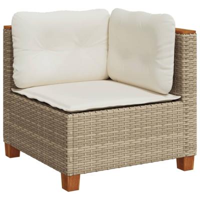4-delige Loungeset met kussens poly rattan beige - thumbnail