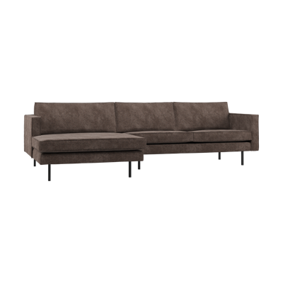WOOOD Rodeo bank chaise longue links ribstof Bruin