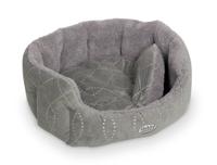 Nobby Gestoffeerd bed, ovaal, pluche, met omkeerbaar kussen, 66 x 57 x 22 cm, grijs - thumbnail