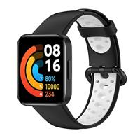 By Qubix - Tweekleurige sportband - Zwart met wit - Compatible met Xiaomi Redmi Watch 2 (Lite) - Compatible Xiaomi bandje - thumbnail