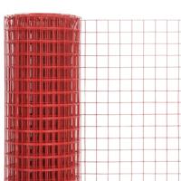 Kippengaas 25x1,5 m staal met PVC coating rood - thumbnail