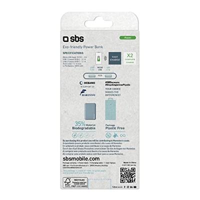 SBS eco-friendly powerbank 5,000 mAh blauw