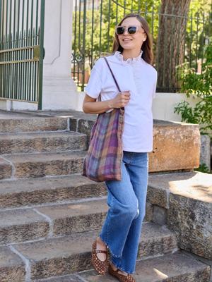 Geborduurde t-shirt voor zwangerschap en borstvoeding wit