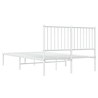 Bedframe met hoofdbord metaal wit 120x190 cm