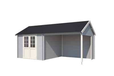 Blokhut met overkapping Fraya 575x275 Platinum Grey-Wit Outdoor Life - Outdoor life