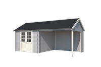 Blokhut met overkapping Fraya 575x275 Platinum Grey-Wit Outdoor Life - Outdoor life - thumbnail