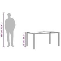 Tuintafel met glazen blad 150x90x75 cm poly rattan grijs - thumbnail