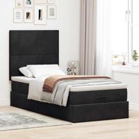Ottoman bed met matrassen en LED's 100x200cm fluweel zwart - thumbnail