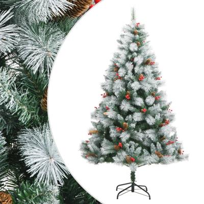 VidaXL Kunstkerstboom met scharnieren dennenappels en bessen 210 cm VidaXL Kunstkerstboom met scharnieren dennenappels en bessen 210 cm