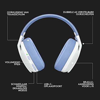 Logitech -G435 LIGHTSPEED draadloze gamingheadset - WIT - Lichtgewicht Bluetooth met ingebouwde microfoon voor Dolby Atmos, pc, PS4, PS5, mobiel - thumbnail