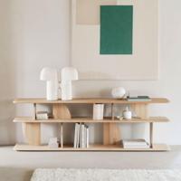 Ethnicraft Sidetable 'Geometric' Geolied Eikenhout, 210cm, kleur Naturel - thumbnail