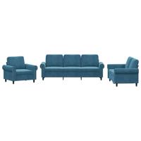 3-delige Loungeset met kussens fluweel blauw - thumbnail