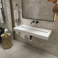 Wastafel BWS Hoya 100x45.5 cm Zonder Kraangat Mat Wit - thumbnail