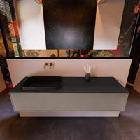 Badkamermeubelset Mondiaz Erin 150 cm met 1 Lade met RIDGE Wastafel Links Urban Zonder Kraangaten Greeploos Mat Smoke - thumbnail