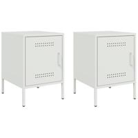 Nachtkastjes 2 st 36x39x50,5 cm staal wit - thumbnail