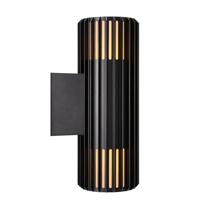 Buitenlamp Aludra Zwart Up Down metaal Ribbel - thumbnail