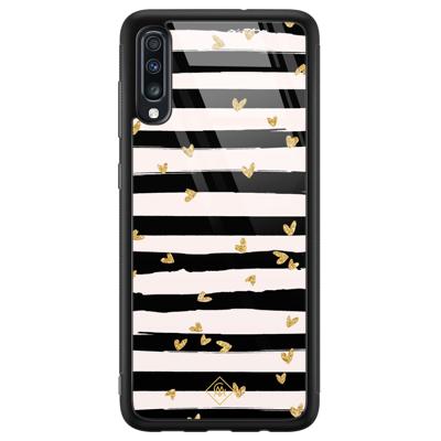 Samsung Galaxy A50 glazen hardcase - Hart streepjes Samsung Galaxy A50 glazen hardcase - Hart streepjes