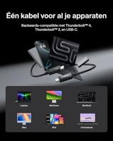 Belkin USB-C Thunderbolt 5 Kabel met 240 W Power Delivery, Bandwidth Boost tot 120 Gbps, 3x snellere gegevensoverdracht, en 4K UHD -resoluties, 1 m - Intel-gecertificeerd, snelle USB C kabel - zwart - thumbnail