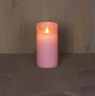 Anna&apos;s Collection LED kaars flame effect rustiek 7.5x15cm lichtroze 1 stuks