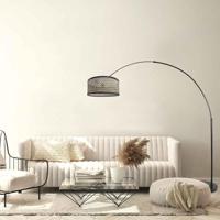 Steinhauer BooglampSparkled Light zwart met bamboe kap - 3788ZW - thumbnail