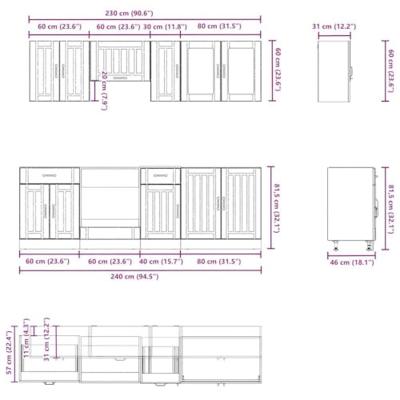 8-delige Keukenkastenset Lucca bewerkt hout betongrijs