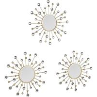 Gouden Spiegelset - 3 Ronde Hangspiegels Ø25.5cm met Frame - thumbnail