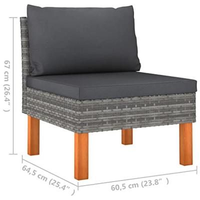 3-delige Loungeset poly rattan en massief eucalyptushout 3-delige Loungeset poly rattan en massief eucalyptushout