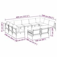 Tuinbankenset met kussen 11 pcs Zwart Staal - thumbnail