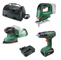 Bosch Groen Accutoolkit Combipack EasyDrill 18V-40 + EasySaw 18V-70 + EasySander 18V-8 | Inclusief 1x 18V 2,5 Ah + Lader | In Tas - 0615A500AA - thumbnail