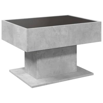 Salontafel met LED 70x50x45 cm bewerkt hout betongrijs