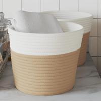 VidaXL Opbergmanden 2 st ø 24x18 cm katoen beige en wit - thumbnail