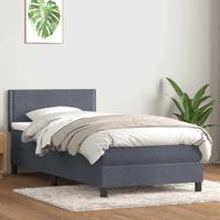 Boxspring met matras fluweel donkergrijs 90x220 cm - thumbnail
