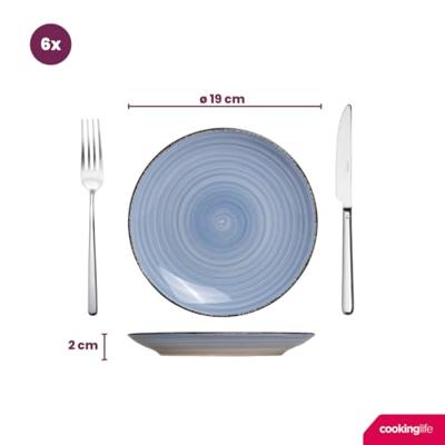 Cookinglife Serviesset Delice Blauw 18-delig / 6 personen - 6 dinerborden, 6 diepe borden en 6 ontbijtborden