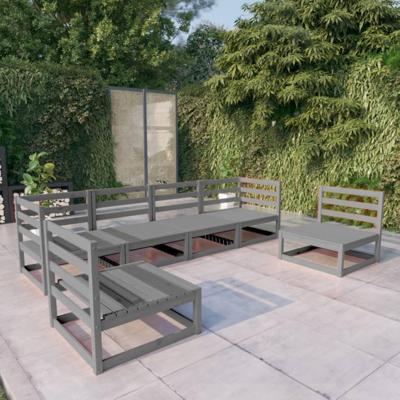 6-delige Loungeset massief grenenhout grijs