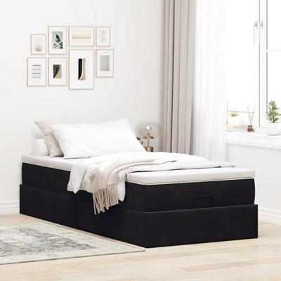 Ottoman bed met matras 80x200cm fluweel zwart