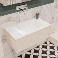 Mondiaz Lush Cloud badmeubel underlayment 80 cm 1 lade solid surface enkele spoelbak midden zonder kraangat - thumbnail