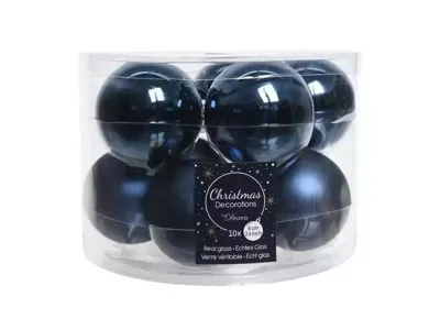 Decoris kerstballen glas nacht blauw 6cm 10st Decoris kerstballen glas nacht blauw 6cm 10st