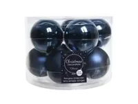 Decoris kerstballen glas nacht blauw 6cm 10st - thumbnail