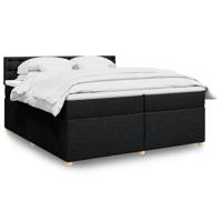 Boxspring met matras stof zwart 200x200 cm - thumbnail