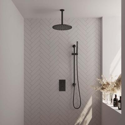 Brauer Black Carving Thermostatische Regendoucheset Inbouw - Hoofddouche 30 cm - 3 Weg - Handdouche Staaf - Doucheslang - Geintegreerde Glijstang - Mat Zwart